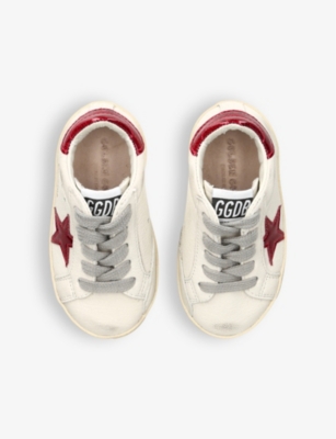 GOLDEN GOOSE: Kids' Super Star star-embroidered leather low-top trainers