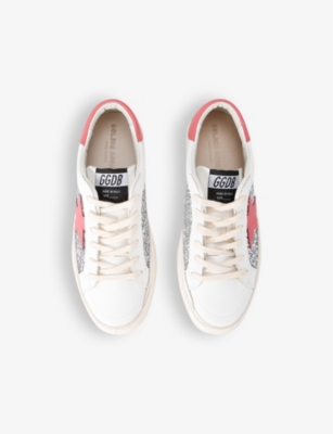 GOLDEN GOOSE: Kids' May glitter-embellished leather-blend low-top trainers