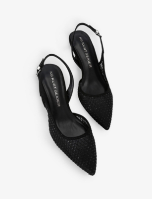 Shop Kg Kurt Geiger Womens Aria Low-heel Mesh Slingback Heels Black/comb Eur 36 / 3 Uk