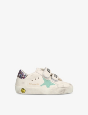 GOLDEN GOOSE: Kids' Old School star-embroidered leather low-top trainers