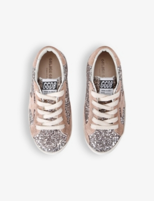 GOLDEN GOOSE: Kids' Super Star glitter-embellished suede low-top trainers