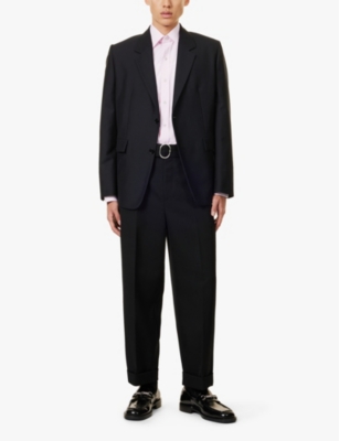 Shop Jil Sander Mens Belted Wide-leg Relaxed-fit Wool Trousers Black