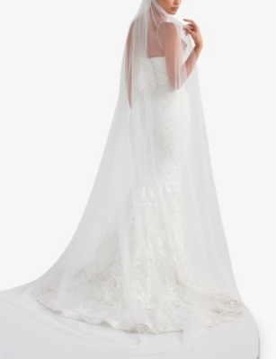 House Of Cb Leone Tulle And Satin Veil In White