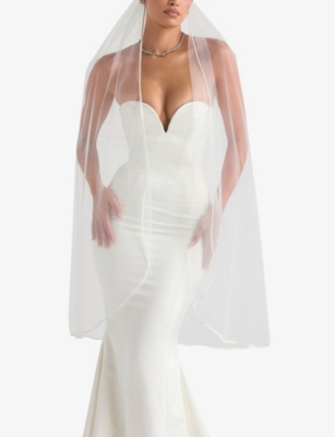 House Of Cb Simone Tulle And Satin Veil In White
