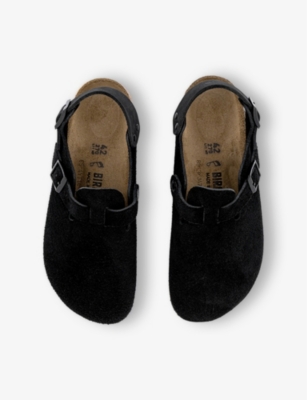 Birkenstock Tokio Suede Leather Slides In Black
