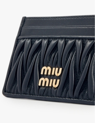 PRADA WOMENS NERO BRAND-PLAQUE LEATHER CARDHOLDER 