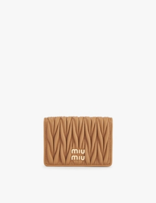 MIU MIU: Brand-plaque leather cardholder