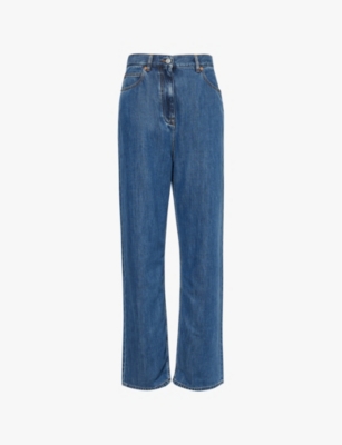 VALENTINO GARAVANI: Relaxed-fit straight-leg high-rise stretch-denim jeans
