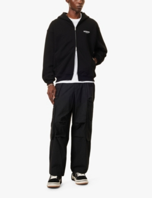 Represent Black Zip-up Sweatshirt With Logo On The Front And Back In Cotton Man In Black