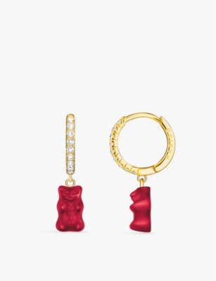 THOMAS SABO: Thomas Sabo x HARIBO bear-charm 18ct gold-plated sterling-silver and cubic zirconia hoop earring