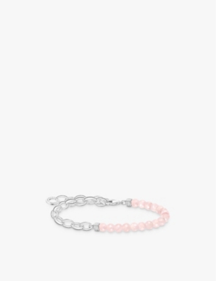 Thomas Sabo Womens Charm Club Sterling-silver And Rose Quartz Bracelet Silver & Rose Quartz