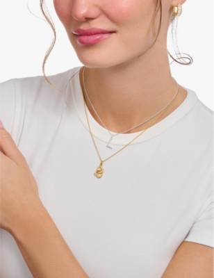 Thomas Sabo Womens  Intertwined Hearts 18ct Yellow Gold-plated Sterling Silver And Zirconia Pendant N In Gold-plated & Cz