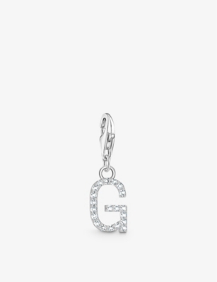 THOMAS SABO: G letter sterling-silver and cubic zirconia pendant charm