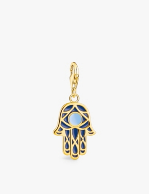 Thomas Sabo Womens Gold-plated Silver Hand Of Fatima 18ct Yellow 925 Sterling-silver And Enamel Char In Gold-plated Silver