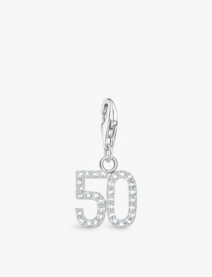 Thomas Sabo Womens 925 Silver & Cz '50' 925 Sterling-silver And Zirconia Pendant Charm In 925 Silver & Cz