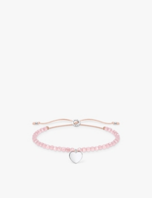 Thomas Sabo Womens  Heart 925 Sterling-silver And Rose-quartz Adjustable Pendant Bracelet In Silver & Rose Quartz