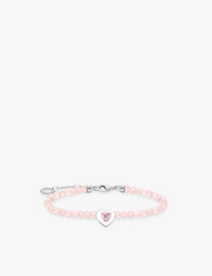 THOMAS SABO: Heart 925 sterling-silver and rose-quartz beaded bracelet