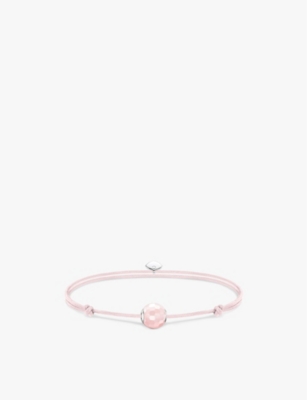 Thomas Sabo Womens  Karma Secret 925 Sterling-silver And Rose-quartz Bead Bracelet In Textile & Quartz