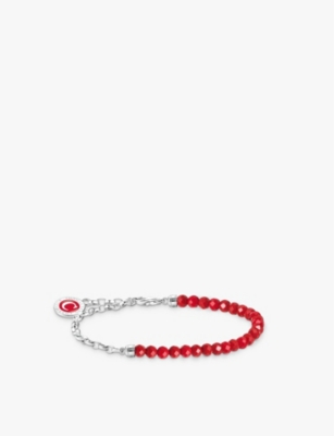 Thomas Sabo Womens Simulated Coral Charm Club 925 Sterling-silver And Enamel Link Bracelet In Simulated Coral