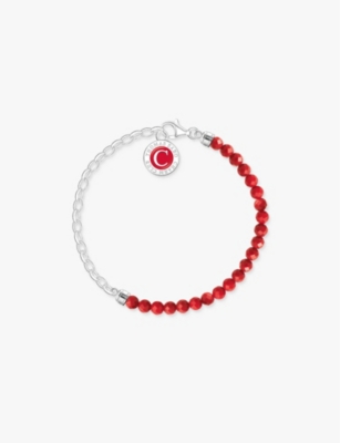 Thomas Sabo Womens Simulated Coral Charm Club 925 Sterling-silver And Enamel Link Bracelet In Simulated Coral