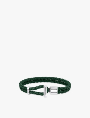 THOMAS SABO: Logo-engraved sterling-silver and leather braided bracelet