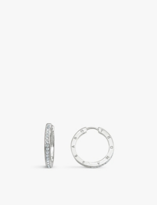 THOMAS SABO: Logo-engraved sterling-silver and zirconia hoop earrings