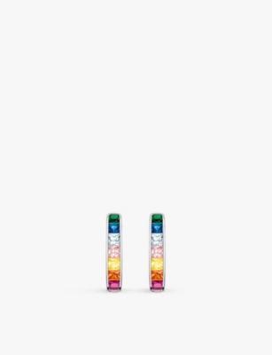 Thomas Sabo Womens 925 Silver & Cz Pavé Rainbow-stone Sterling-silver Hoop Earrings In 925 Silver & Cz