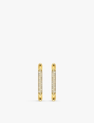 THOMAS SABO: Oval 18ct yellow gold-plated sterling-silver and zirconia hoop earrings