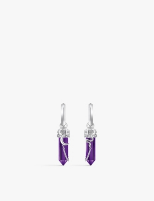 Thomas Sabo Womens 925 Sterling Silver Chain-drop Sterling-silver And Imitation Amethyst Earrings In 925 Sterling Silver