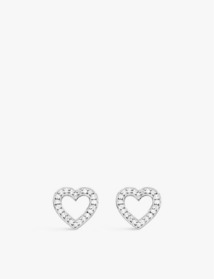 Thomas Sabo Womens  Heart-shaped Large 925 Sterling Silver And Cubic Zirconia Stud Earrings In 925 Silver & Cz