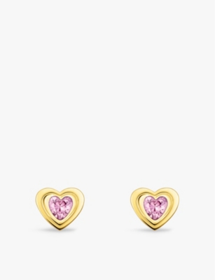 Thomas Sabo Womens Gold-plated Silver Heart 18ct Yellow Sterling-silver And Zirconia Stud Earrings In Gold-plated Silver