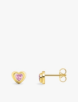 Thomas Sabo Womens Gold-plated Silver Heart 18ct Yellow Sterling-silver And Zirconia Stud Earrings In Gold-plated Silver