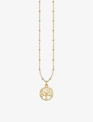 THOMAS SABO: Tree of Love 18ct yellow gold-plated sterling silver and zirconia pendant necklace