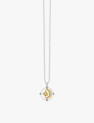 Thomas Sabo Womens 925 Silver & Cz Star And Moon 18ct Yellow Gold-plated Sterling Silver, Zirconia And Glass Pen In 925 Silver & Cz