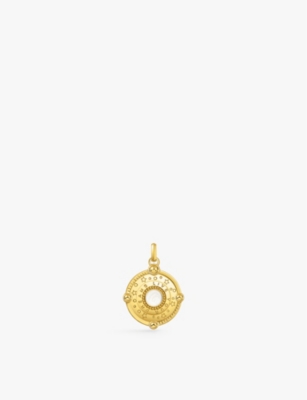 Thomas Sabo Womens Gold-plated Silver Crescent Moon 18ct Yellow Sterling Enamel And Zirconia Pendant In Gold-plated Silver