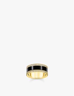 THOMAS SABO: 18ct yellow-gold sterling silver and zirconia band ring