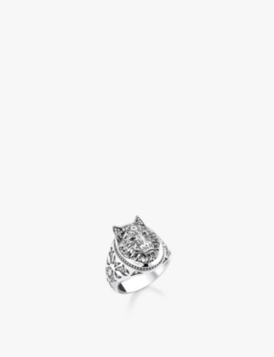 THOMAS SABO: Rebel Wolf 925 sterling-silver and zirconia signet ring