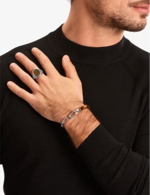 Thomas Sabo Womens 925 Blackened Silver Sterling-silver, Tiger's Eye And Zirconia Signet Ring In 925 Blackened Silver
