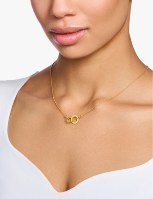 Thomas Sabo Womens Gold-plated Silver Together Forever 18ct Sterling Zirconia And Glass Pendant Neck In Gold-plated Silver