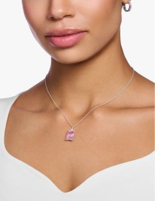 Thomas Sabo Womens  Octagon-cut Stone 925 Sterling-silver And Cubic Zirconia Pendant Necklace In 925 Silver & Cz