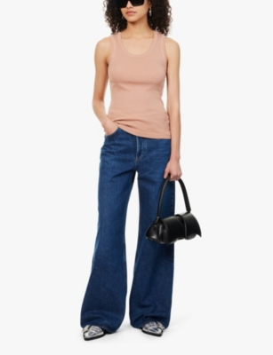Shop Agolde Womens  Dame Faded-wash Wide-leg Denim Jeans In Enamour (dk Vint Ind)