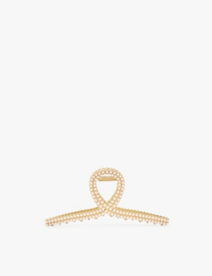 ANISA SOJKA: Faux pearl-embellished metal claw clip