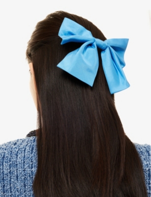 Shop Anisa Sojka Womens Taffeta Bow Woven Hair Clip Blue