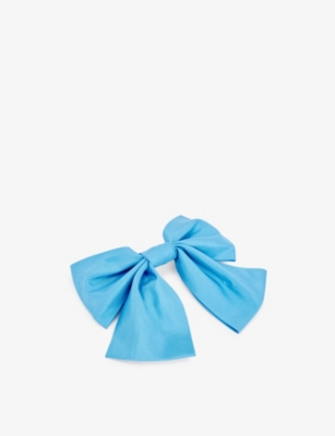 Anisa Sojka Womens Blue Taffeta Bow Woven Hair Clip