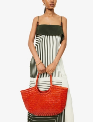 Dragon Diffusion Womens Naranja Nantucket Leather Tote Bag