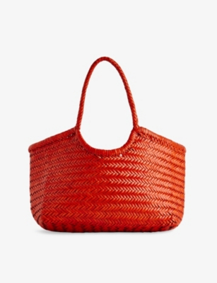 Dragon Diffusion Womens Naranja Nantucket Leather Tote Bag