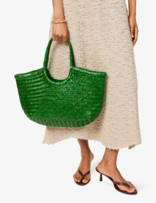 Dragon Diffusion Womens Parrot Green Nantucket Leather Tote Bag In Green