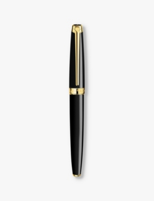 CARAN DACHE: Léman Ebony Black medium-nib brass and 18ct yellow gold-plated fountain pen