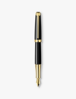 CARAN DACHE: Léman Ebony Black medium-nib brass and 18ct yellow gold-plated fountain pen