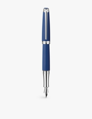 CARAN DACHE: Léman Blue Night Matt medium-nib brass fountain pen